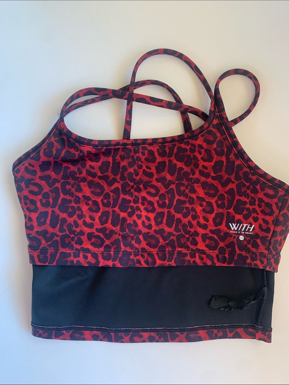 Red Leopard Print Strappy Sports Bra